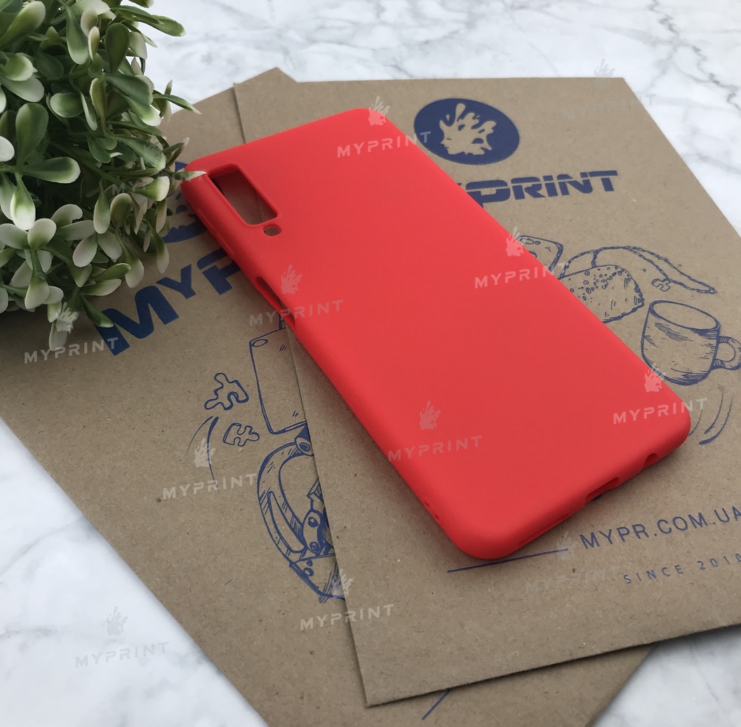 Чохол силіконовий для Samsung A7 2018 червоний (4858) - фото 2 - Чохли для УФ друку