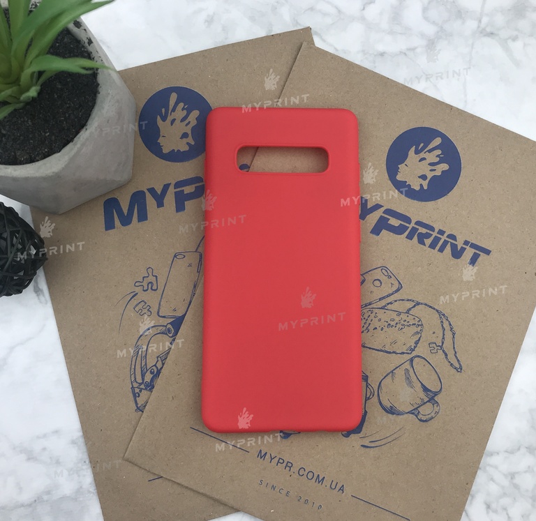 Чехол силиконовый для Samsung S10 Plus красный (5019)  Чехол силиконовый для Samsung S10 Plus красный (5019)