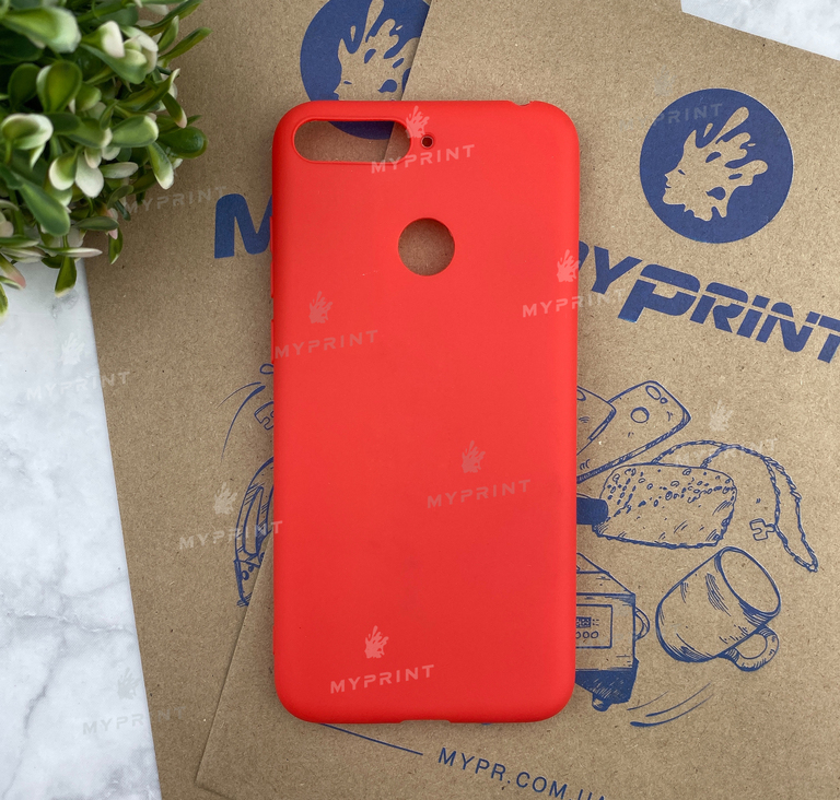 Чехол силиконовый для Huawei Y6 Prime (2018) with fingerprint красный (4671)  Чехол силиконовый для Huawei Y6 Prime (2018) with fingerprint красный (4671)