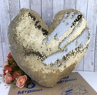 Pillow with sequins for sublimation heart golden (5313) - фото 1 Pillow with sequins for sublimation heart golden (5313) - фото 1 - Blanks for sublimation
