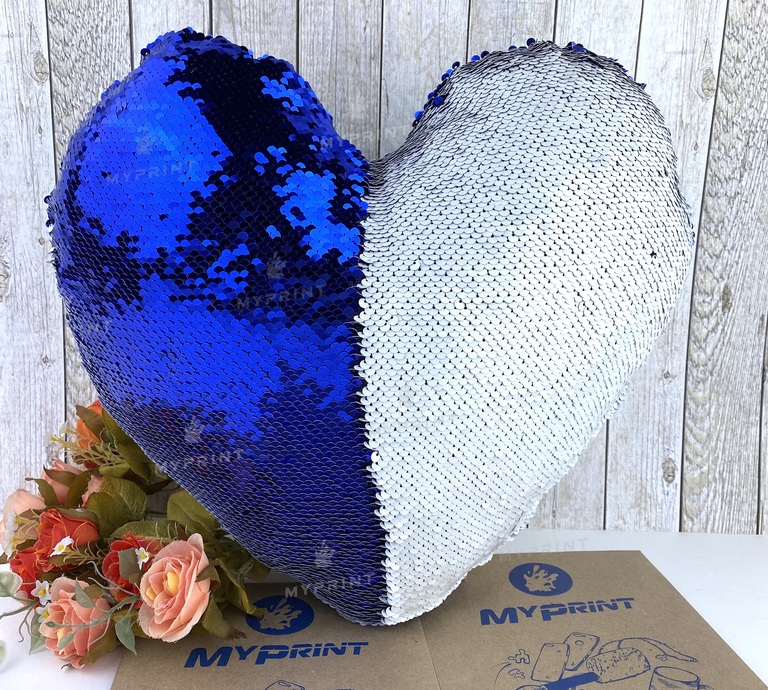 Pillow with sequins for sublimation heart blue (5316)  Pillow with sequins for sublimation heart blue (5316)
