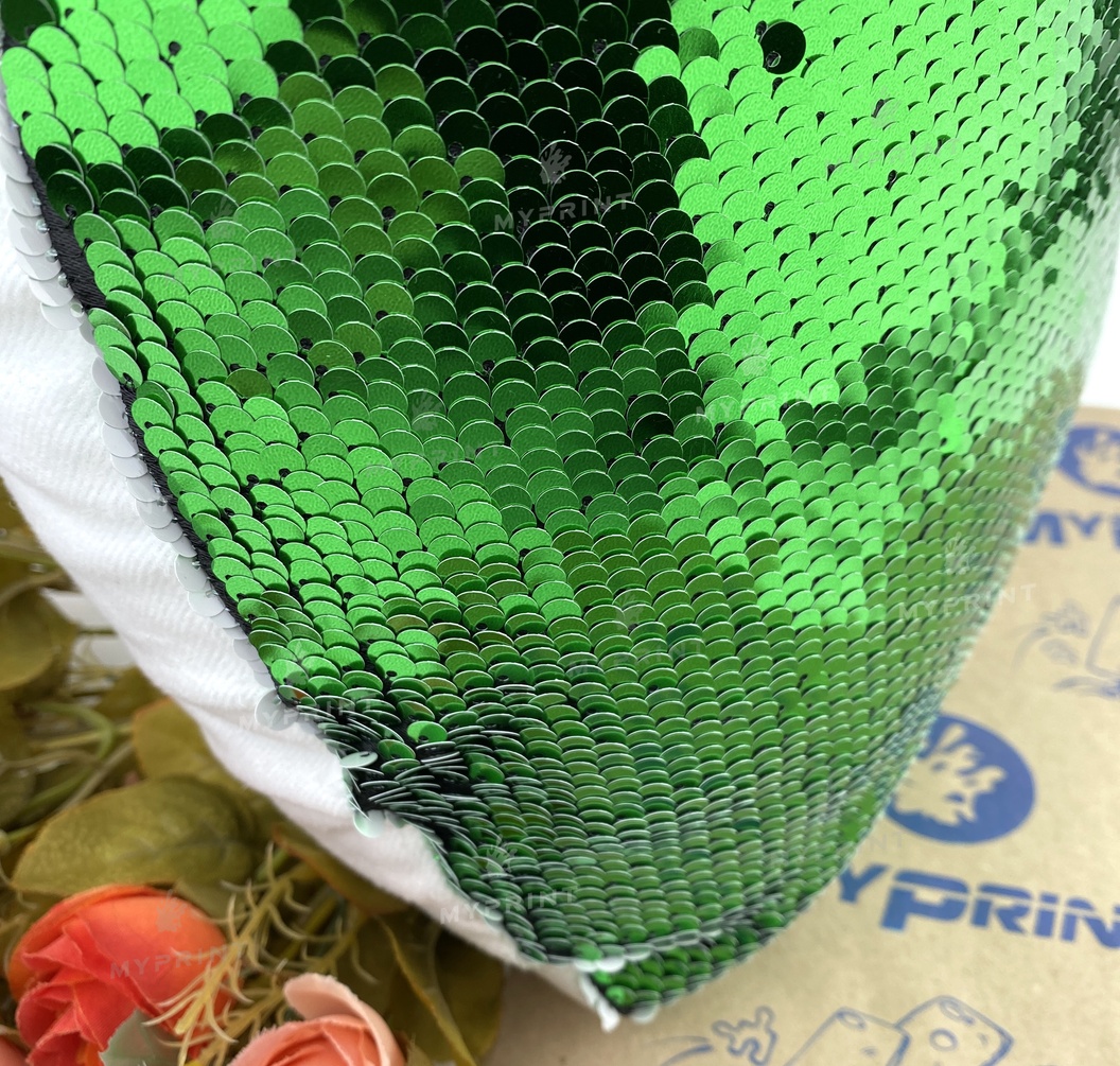 Pillow with sequins for sublimation heart green (5317) - фото 3 Pillow with sequins for sublimation heart green (5317) - фото 3 - Blanks for sublimation