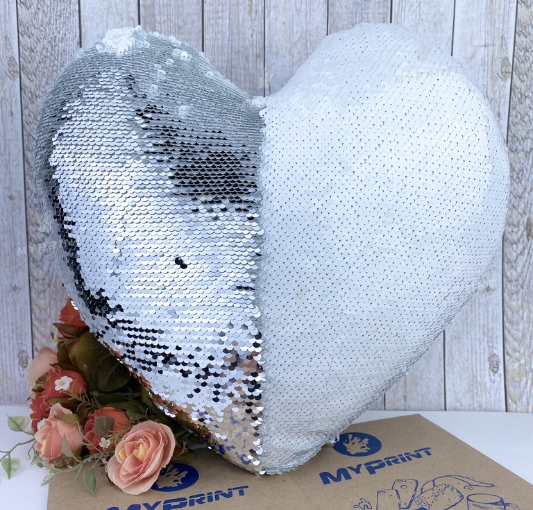 Pillow with sequins for sublimation heart silver (5320)  Pillow with sequins for sublimation heart silver (5320)