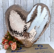 Pillow with sequins for sublimation champagne heart (5322) - фото 1 Pillow with sequins for sublimation champagne heart (5322) - фото 1 - Blanks for sublimation
