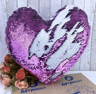 Pillow with sequins for sublimation heart purple (5311) - фото 1 Pillow with sequins for sublimation heart purple (5311) - фото 1 - Blanks for sublimation