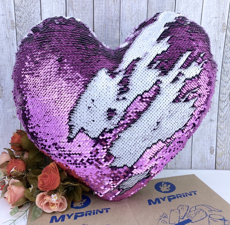 Pillow with sequins for sublimation heart purple (5311)  Pillow with sequins for sublimation heart purple (5311)