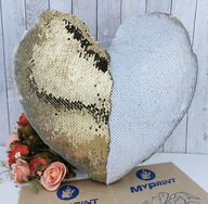 Pillow with sequins for sublimation heart golden (5313) - фото 2 Pillow with sequins for sublimation heart golden (5313) - фото 2 - Blanks for sublimation