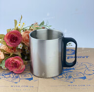 Cup for sublimation metal silver with a plastic handle (300 ml) (6067) - фото 2 Cup for sublimation metal silver with a plastic handle (300 ml) (6067) - фото 2 - Blanks for sublimation