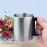 Cup for sublimation metal silver with a plastic handle (300 ml) (6067) - фото 3 Cup for sublimation metal silver with a plastic handle (300 ml) (6067) - фото 3 - Blanks for sublimation