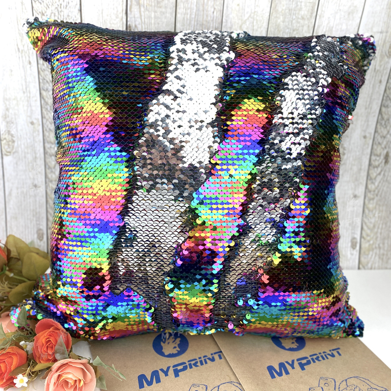 Pillow with sequins for sublimation square 40*40 cm multicolored (5309)  Pillow with sequins for sublimation square 40*40 cm multicolored (5309)