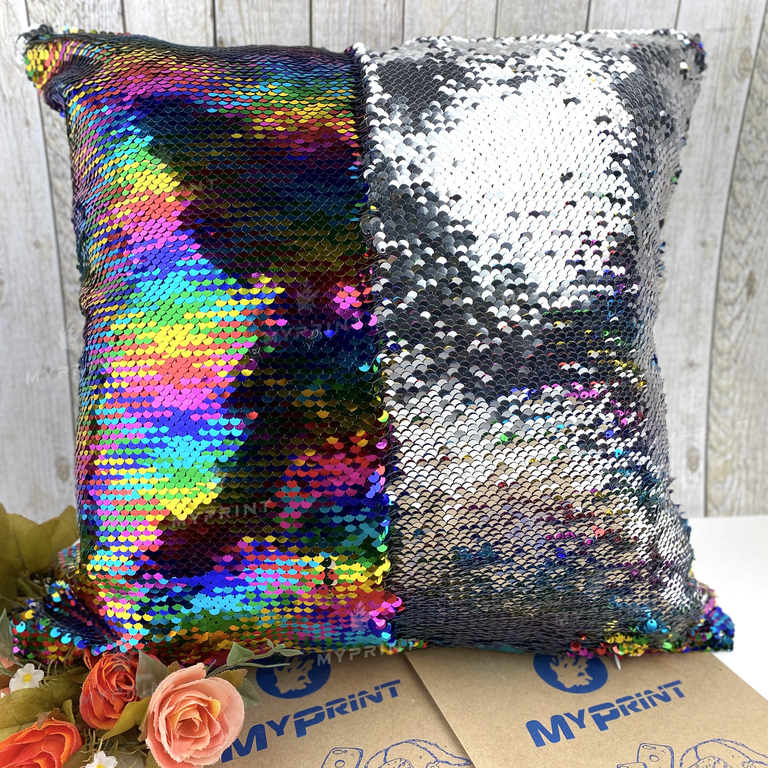 Pillow with sequins for sublimation square 40*40 cm multicolored (5309)  Pillow with sequins for sublimation square 40*40 cm multicolored (5309)