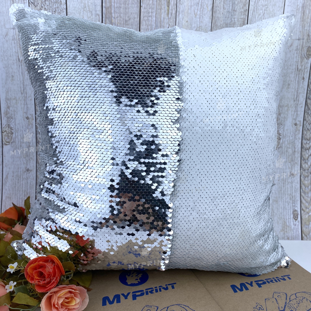 Pillow with sequins for sublimation square 40*40 cm silver (5301) - фото 2 Pillow with sequins for sublimation square 40*40 cm silver (5301) - фото 2 - Blanks for sublimation