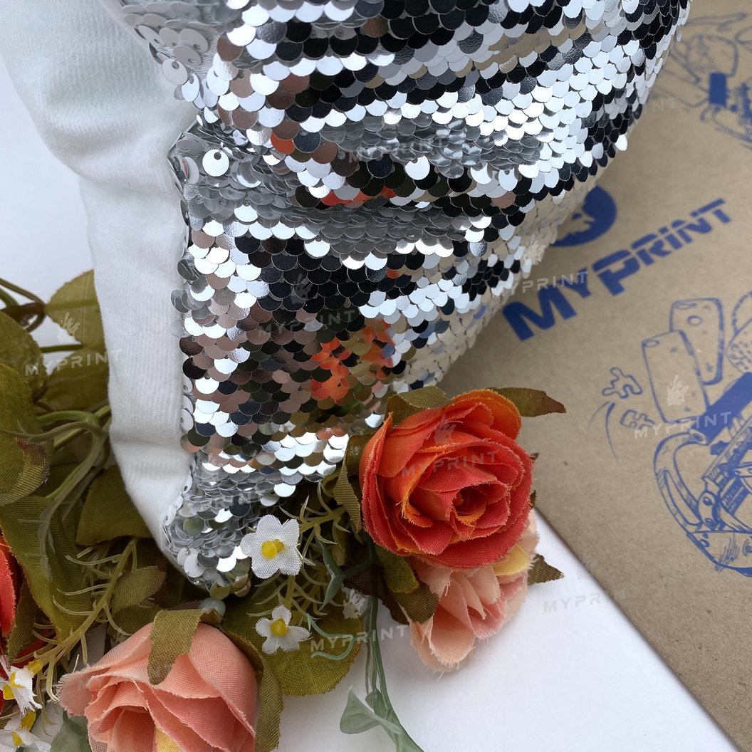 Pillow with sequins for sublimation square 40*40 cm silver (5301) - фото 3 Pillow with sequins for sublimation square 40*40 cm silver (5301) - фото 3 - Blanks for sublimation