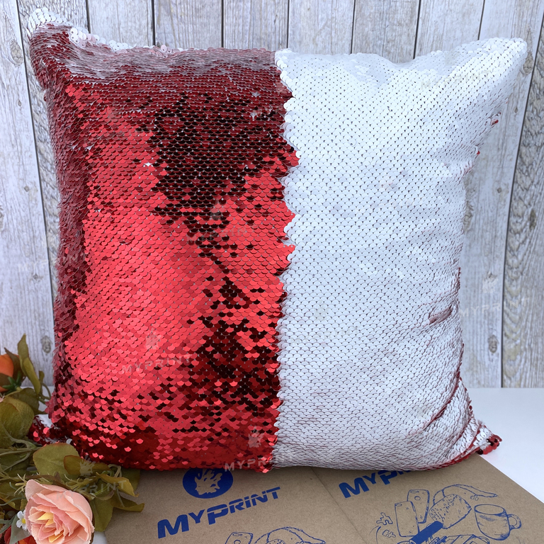 Pillow with sequins for sublimation square 40*40 cm red (5302)  Pillow with sequins for sublimation square 40*40 cm red (5302)