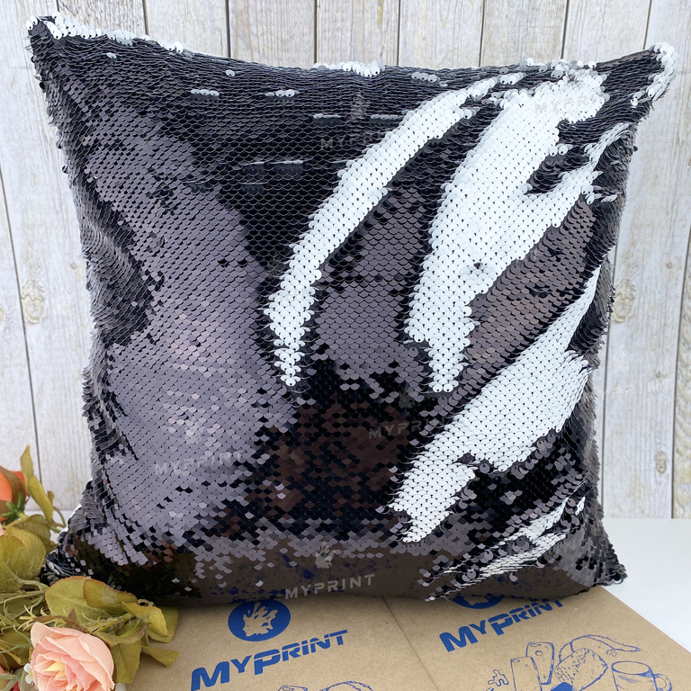 Pillow with sequins for sublimation square 40*40 cm black (5297)  Pillow with sequins for sublimation square 40*40 cm black (5297)