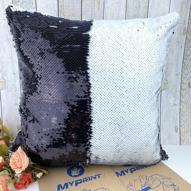 Pillow with sequins for sublimation square 40*40 cm black (5297)  Pillow with sequins for sublimation square 40*40 cm black (5297)