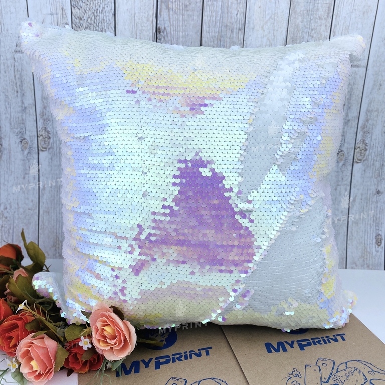 Pillow with sequins for sublimation square 40*40 cm rainbow (5303)  Pillow with sequins for sublimation square 40*40 cm rainbow (5303)