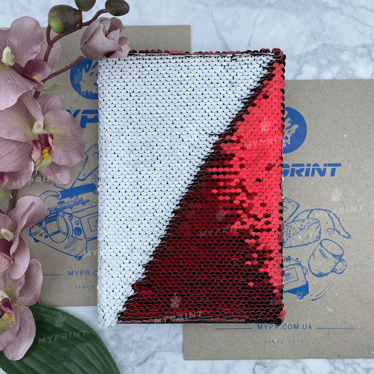 Sublimation notebook with sequins A5 red (5326)  Sublimation notebook with sequins A5 red (5326)