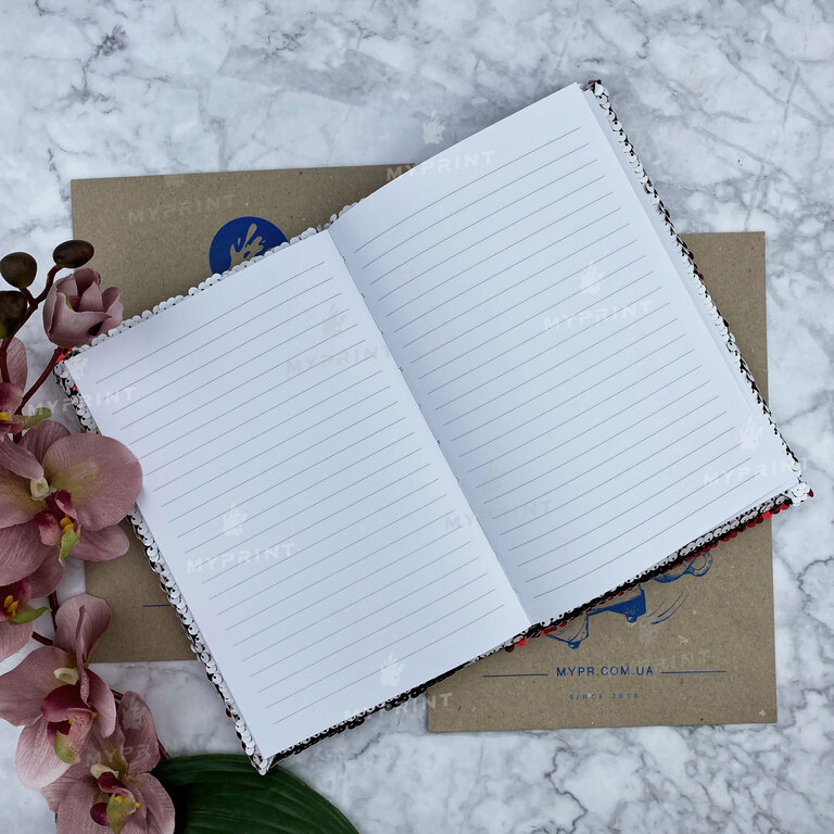Sublimation notebook with sequins A5 red (5326)  Sublimation notebook with sequins A5 red (5326)