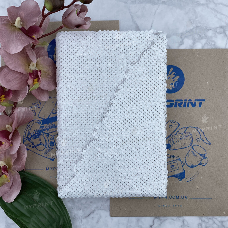 Sublimation notebook with sequins A5 white (5341)  Sublimation notebook with sequins A5 white (5341)