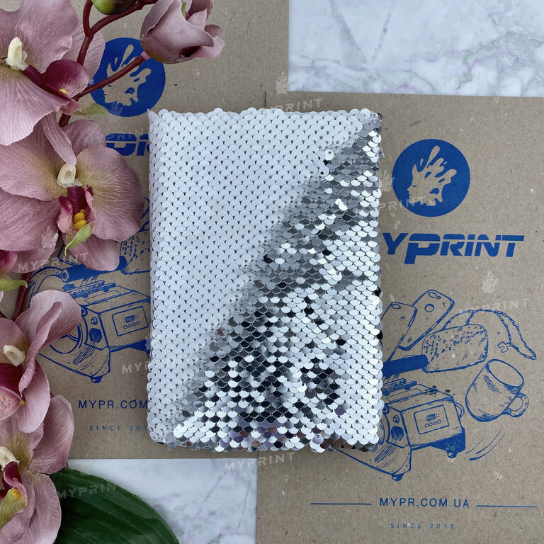 Notepad for sublimation with sequins A6 silver (6220)  Notepad for sublimation with sequins A6 silver (6220)