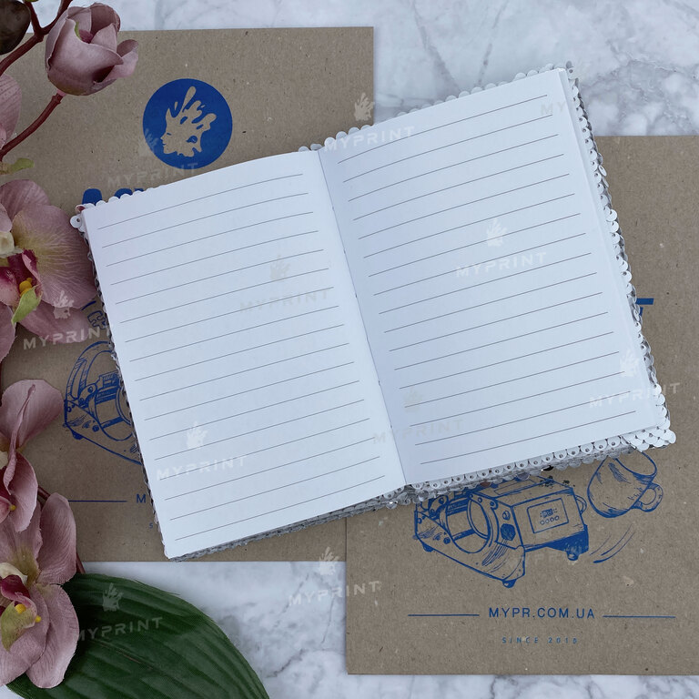 Notepad for sublimation with sequins A6 silver (6220)  Notepad for sublimation with sequins A6 silver (6220)