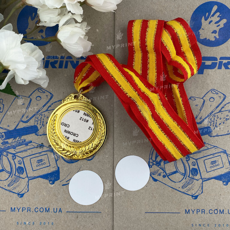 Medal for sublimation double-sided (d = 3 cm) gold (6264)  Medal for sublimation double-sided (d = 3 cm) gold (6264)