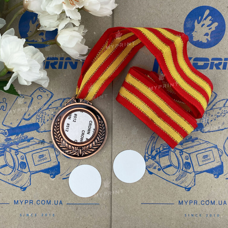 Medal for sublimation double-sided (d = 3 cm) bronze (6263)  Medal for sublimation double-sided (d = 3 cm) bronze (6263)