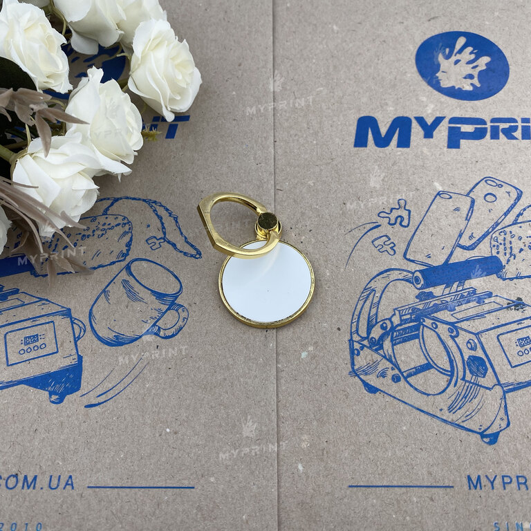 Popsocket for sublimation metal round golden d = 30 mm (6396)  Popsocket for sublimation metal round golden d = 30 mm (6396)