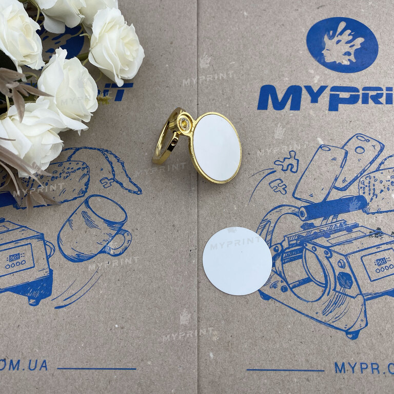 Popsocket for sublimation metal round golden d = 30 mm (6396)  Popsocket for sublimation metal round golden d = 30 mm (6396)