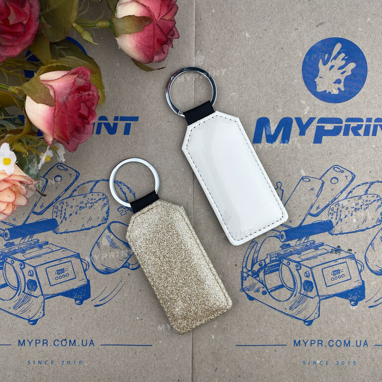 Keychain for sublimation leather one-sided rectangular golden 75*36 mm (6410)  Keychain for sublimation leather one-sided rectangular golden 75*36 mm (6410)