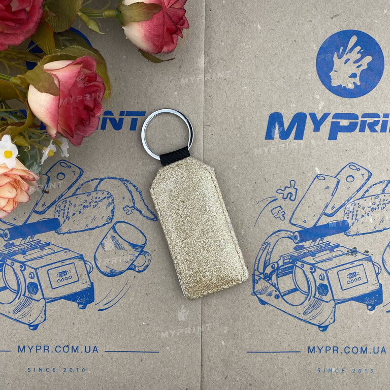 Keychain for sublimation leather one-sided rectangular golden 75*36 mm (6410)  Keychain for sublimation leather one-sided rectangular golden 75*36 mm (6410)