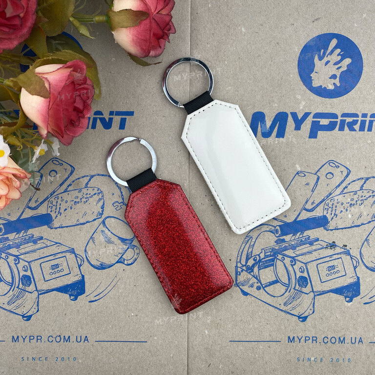 Keychain for sublimation leather one-sided rectangular red 75*36 mm (6411)  Keychain for sublimation leather one-sided rectangular red 75*36 mm (6411)