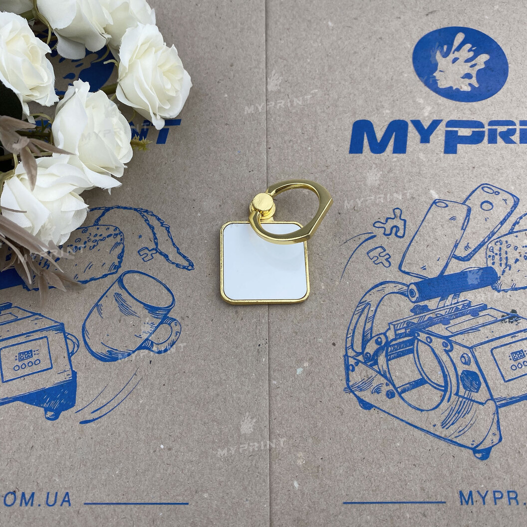 Popsocket for sublimation metal square golden 28*28 mm (6394) - фото 1 Popsocket for sublimation metal square golden 28*28 mm (6394) - фото 1 - Blanks for sublimation