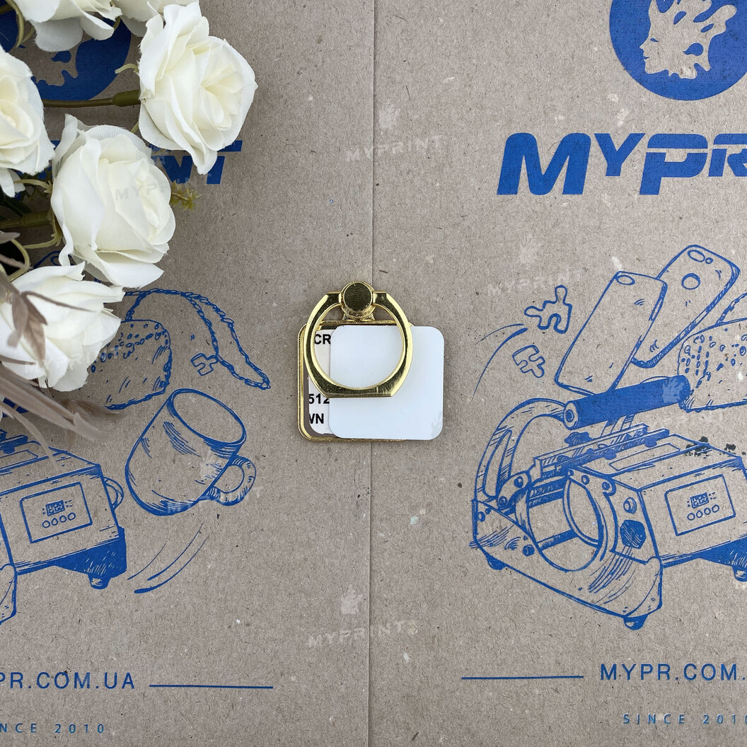 Popsocket for sublimation metal square golden 28*28 mm (6394) - фото 2 Popsocket for sublimation metal square golden 28*28 mm (6394) - фото 2 - Blanks for sublimation