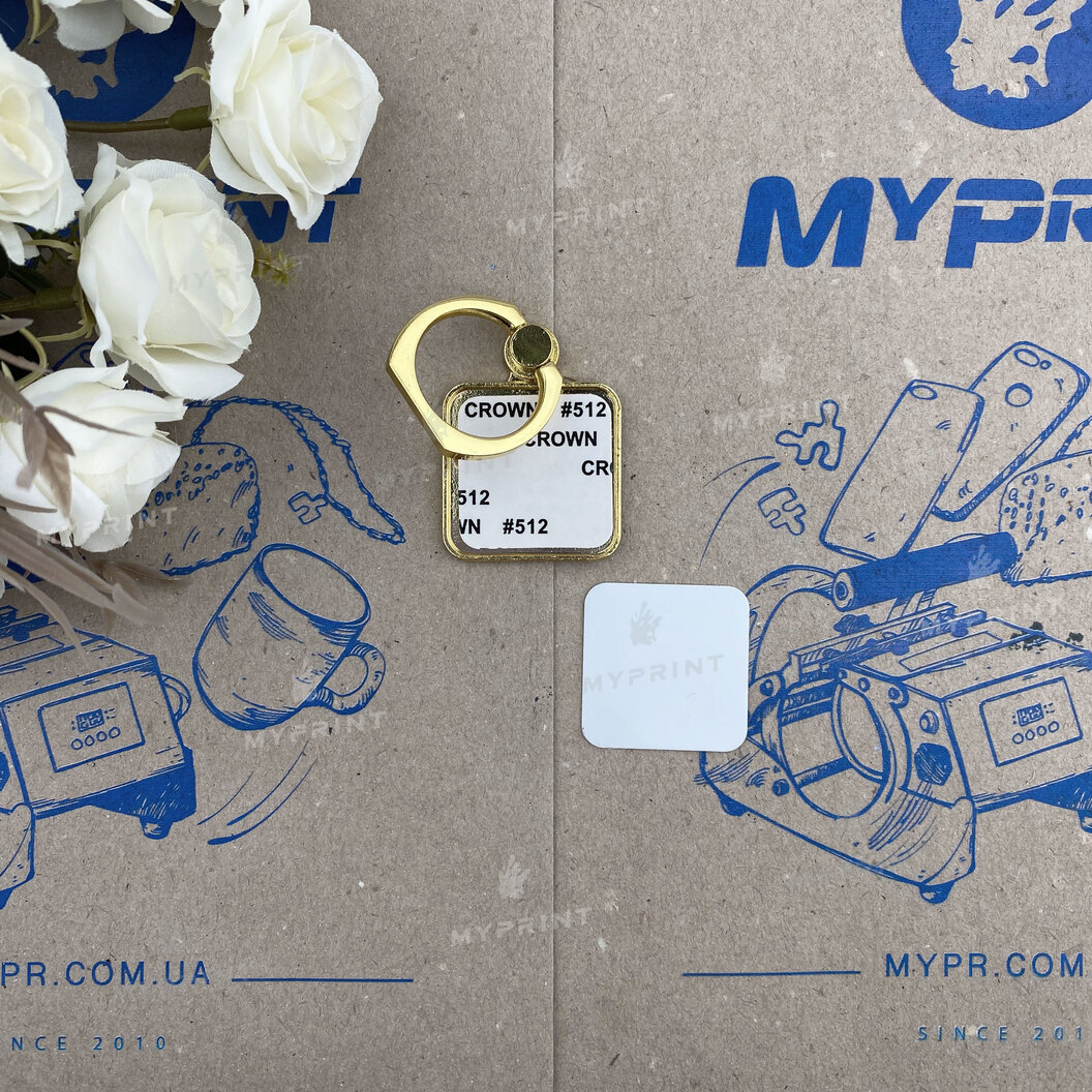 Popsocket for sublimation metal square golden 28*28 mm (6394) - фото 3 Popsocket for sublimation metal square golden 28*28 mm (6394) - фото 3 - Blanks for sublimation