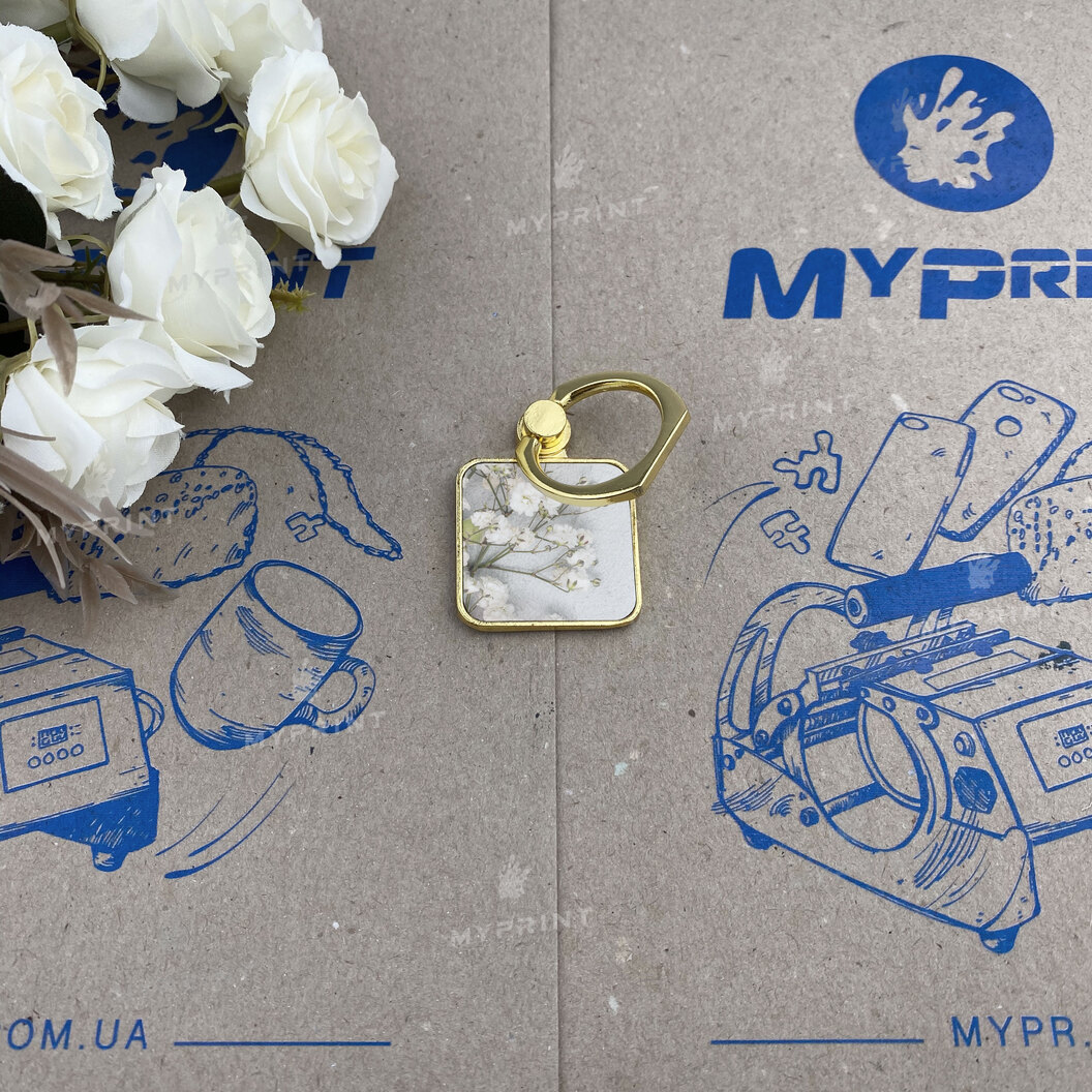 Popsocket for sublimation metal square golden 28*28 mm (6394) - фото 6 Popsocket for sublimation metal square golden 28*28 mm (6394) - фото 6 - Blanks for sublimation
