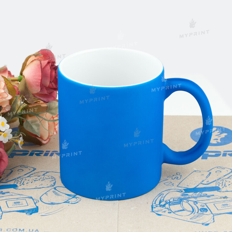 Кружка для сублимации прорезиненная (Soft-touch) синяя 11 Oz (330 мл) (6446)  Кружка для сублимации прорезиненная (Soft-touch) синяя 11 Oz (330 мл) (6446)