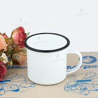 Sublimation mug metal enamel white with black rim 11 Oz (330 ml) (6301) - фото 2 Sublimation mug metal enamel white with black rim 11 Oz (330 ml) (6301) - фото 2 - Blanks for sublimation
