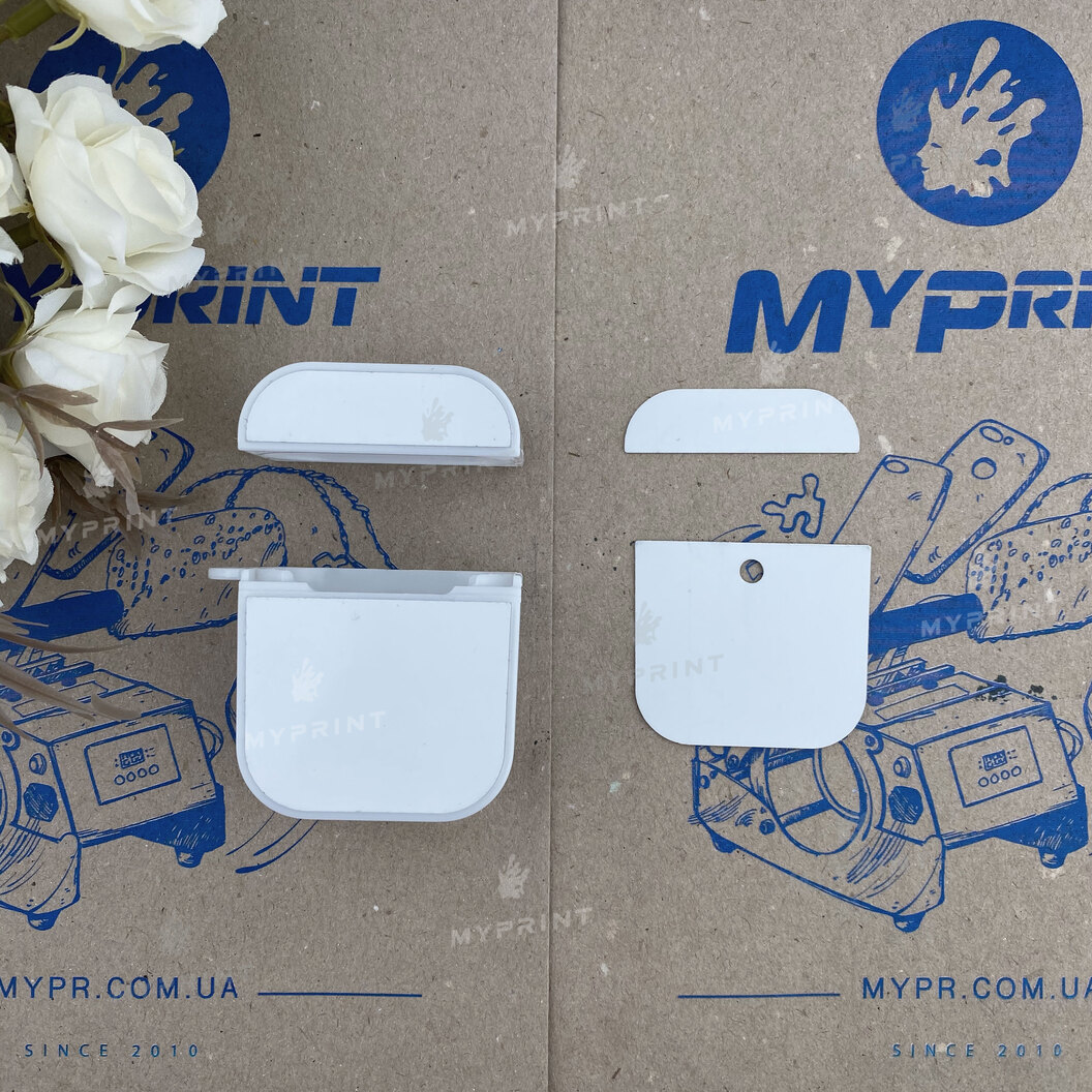 Чехол для сублимации 2D пластиковый (PC) для AirPods белый (6417) - фото 2 Чехол для сублимации 2D пластиковый (PC) для AirPods белый (6417) - фото 2 - Заготовки для сублимации