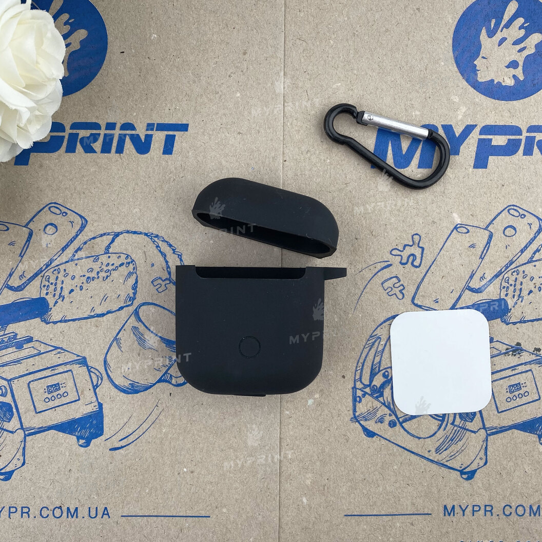 Чехол для сублимации 2D силиконовый (TPU) для AirPods черный (6734) - фото 1 Чехол для сублимации 2D силиконовый (TPU) для AirPods черный (6734) - фото 1 - Заготовки для сублимации