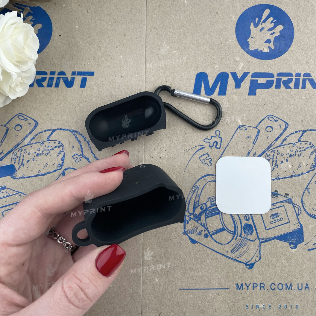 Чехол для сублимации 2D силиконовый (TPU) для AirPods черный (6734) - фото 2 Чехол для сублимации 2D силиконовый (TPU) для AirPods черный (6734) - фото 2 - Заготовки для сублимации