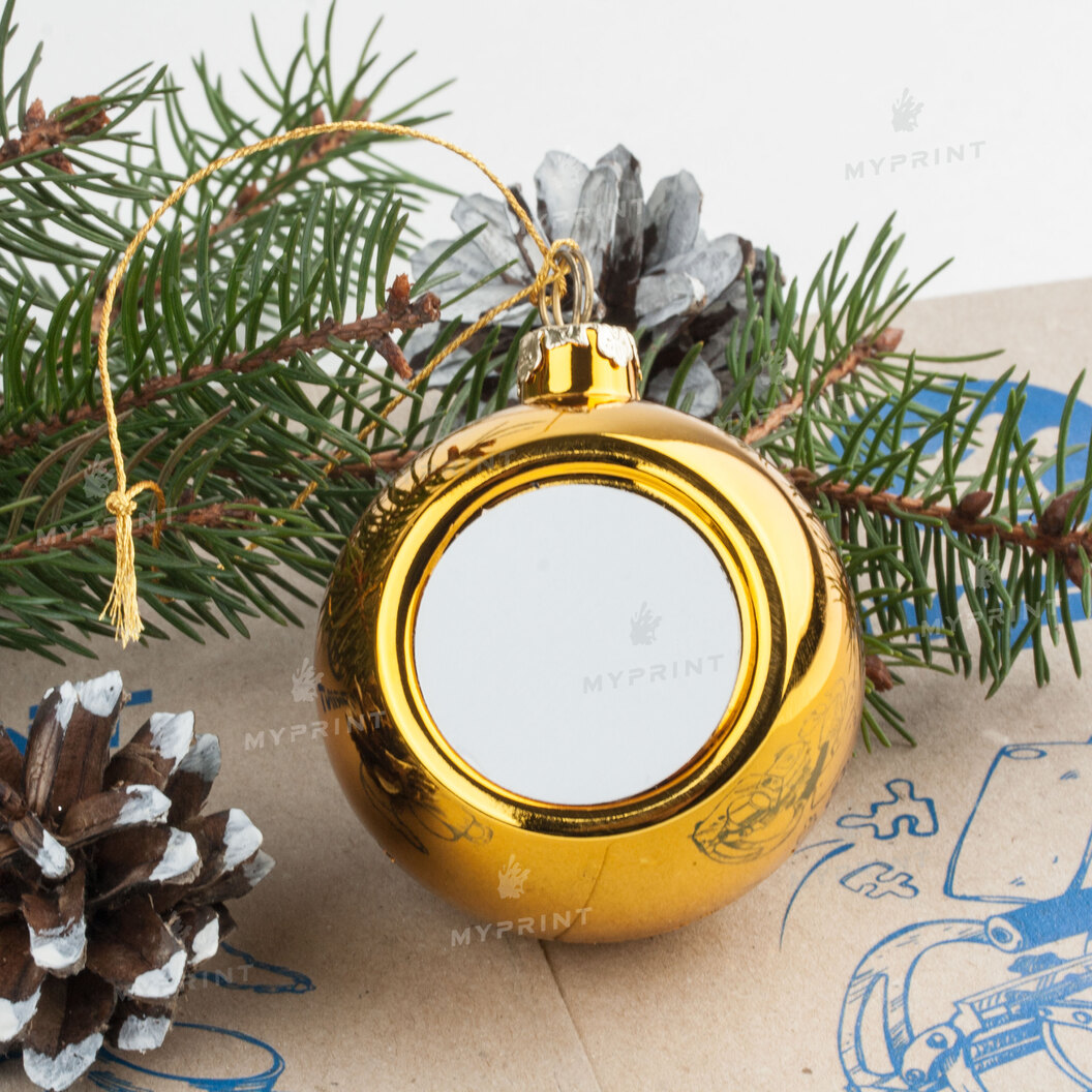 Ялинкова іграшка для сублімації у формі кулі золотиста 6 см (6931) - фото 3 Ялинкова іграшка для сублімації у формі кулі золотиста 6 см (6931) - фото 3 - Заготовки для сублімації