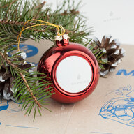 Ялинкова іграшка для сублімації у формі кулі червона 6 см (6929) - фото 3 Ялинкова іграшка для сублімації у формі кулі червона 6 см (6929) - фото 3 - Заготовки для сублімації