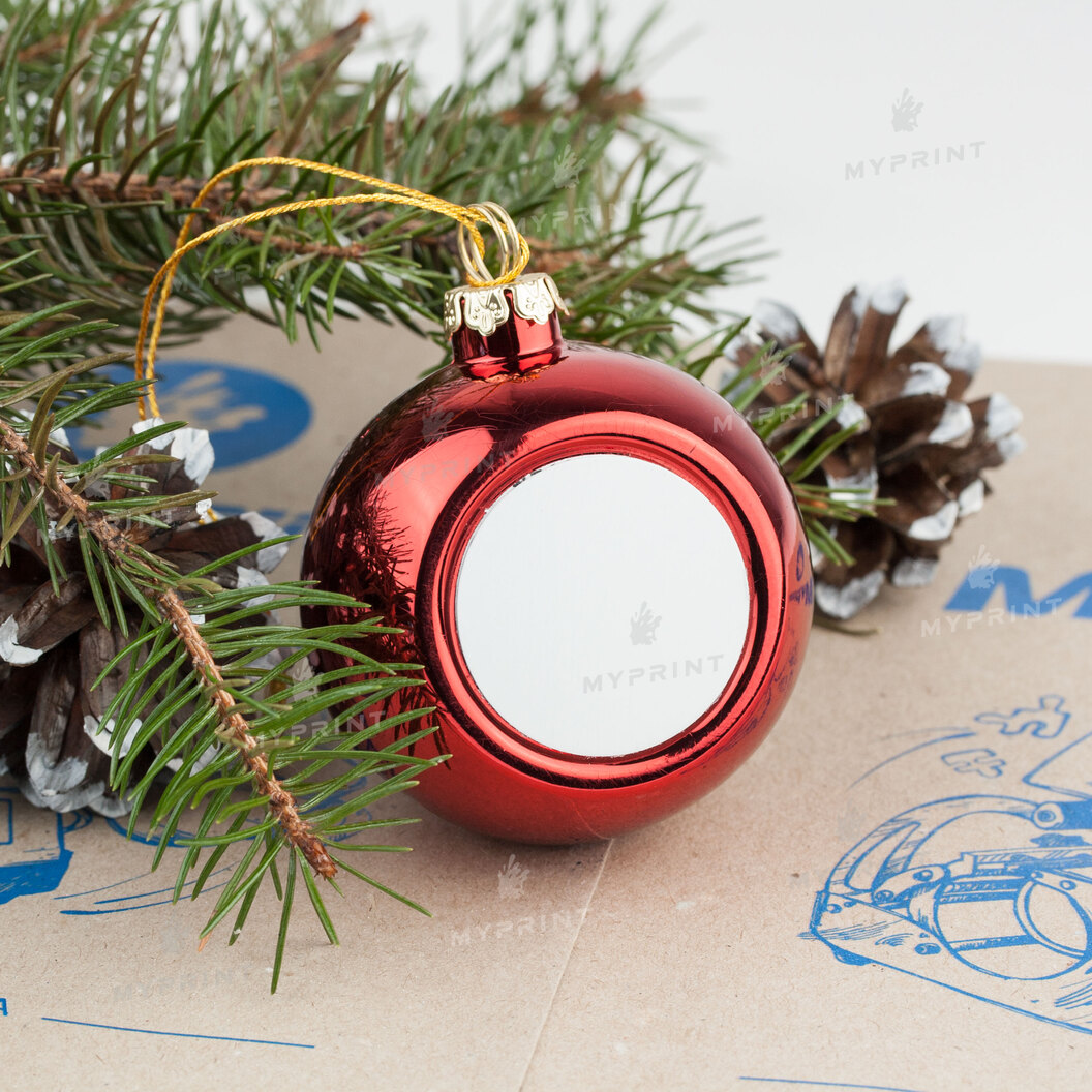 Ялинкова іграшка для сублімації у формі кулі червона 6 см (6929) - фото 3 Ялинкова іграшка для сублімації у формі кулі червона 6 см (6929) - фото 3 - Заготовки для сублімації