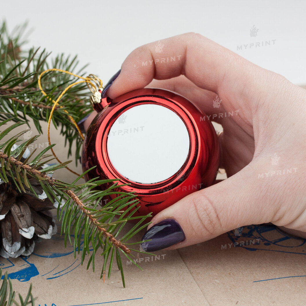 Ялинкова іграшка для сублімації у формі кулі червона 6 см (6929) - фото 4 Ялинкова іграшка для сублімації у формі кулі червона 6 см (6929) - фото 4 - Заготовки для сублімації