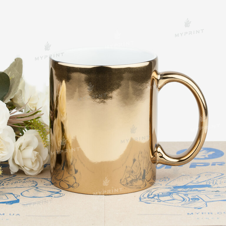 Кружка для сублимации металлик золотистая 11 Oz (330 мл) (6852)  Кружка для сублимации металлик золотистая 11 Oz (330 мл) (6852)