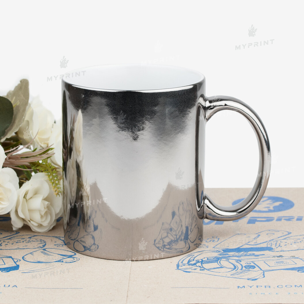 Чашка для сублімації металік срібляста 11 Oz (330 мл) (6853) - фото 2 Чашка для сублімації металік срібляста 11 Oz (330 мл) (6853) - фото 2 - Заготовки для сублімації
