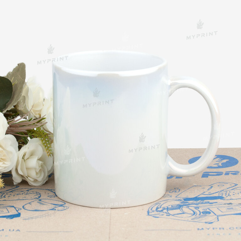 Кружка для сублимации металлик белая 11 Oz (330 мл) (6856)  Кружка для сублимации металлик белая 11 Oz (330 мл) (6856)