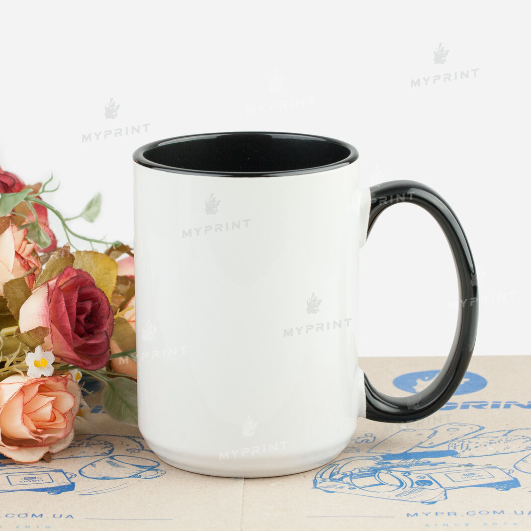 Sublimation Cup Color Inside with Color Handle Black 15 Oz (425 ml) (6826) - фото 2 Sublimation Cup Color Inside with Color Handle Black 15 Oz (425 ml) (6826) - фото 2 - Blanks for sublimation